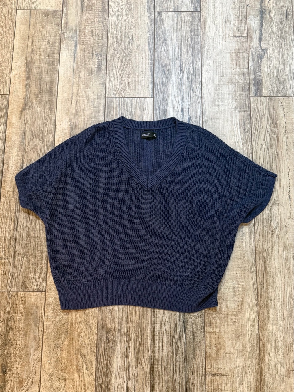 Simply Vera Vera Wang Navy Short-Sleeve V-Neck Knit Sweater